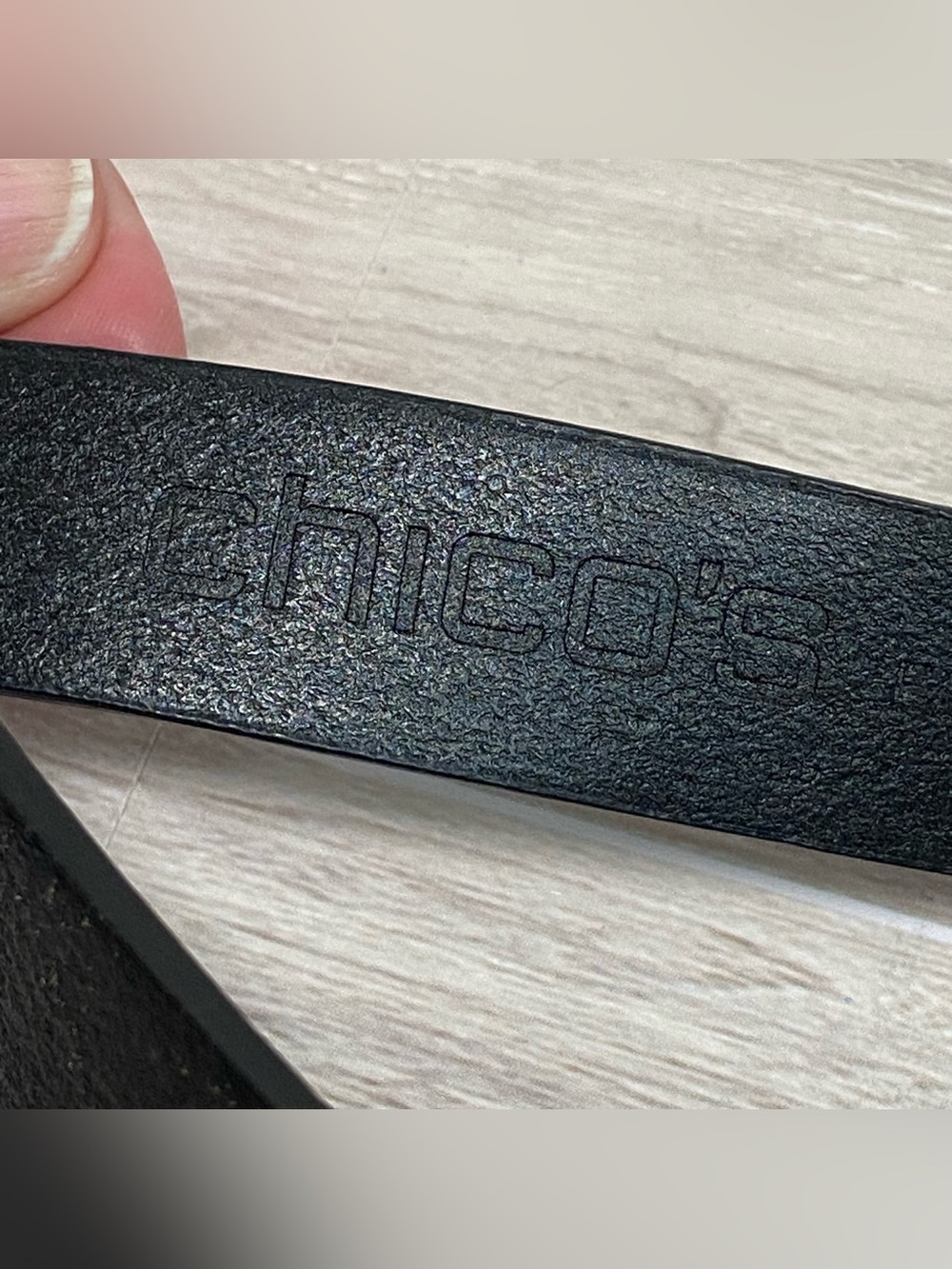 CHICO'S / Black Leather Silver Buckle Adjustable Belt - Picture 3 of 14